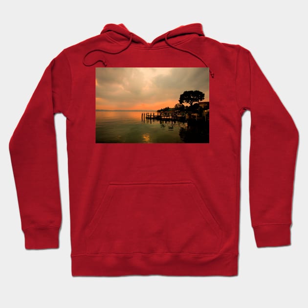 Super Silhouetted Sirmione sunset Hoodie by Violaman